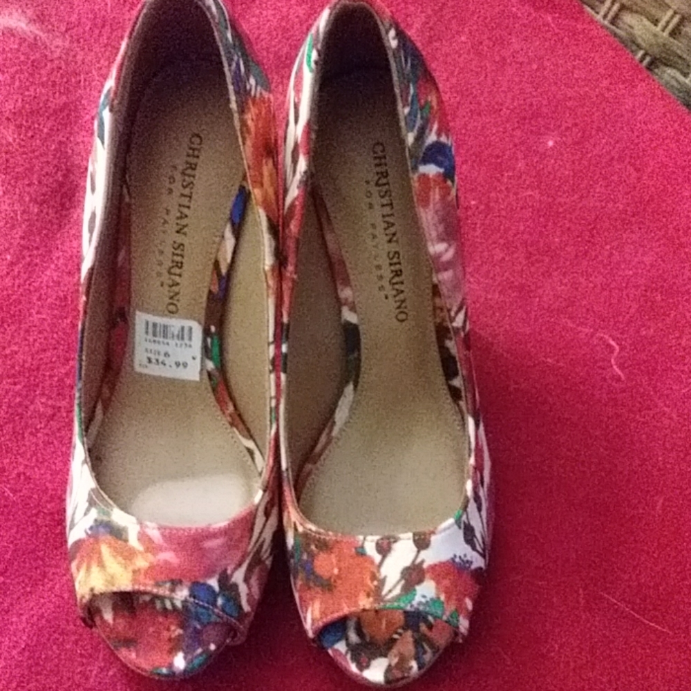 Christian Siriano floral open toe heel
